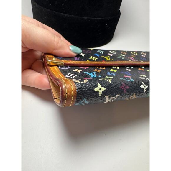 Louis Vuitton Multicolor Monogram Porte Tressor Trifold Wallet Black Wallet - Picture 15 of 16